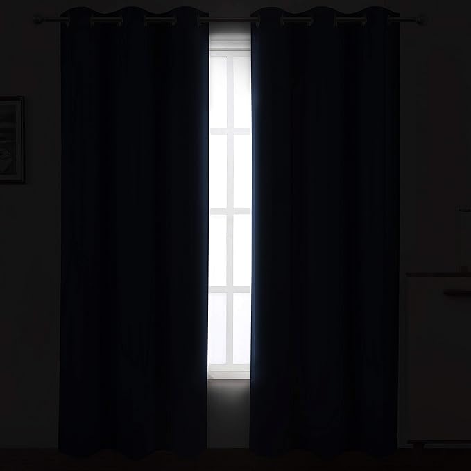 LEMOMO Navy Blue Thermal Blackout Curtains/42 x 95 Inch/Set of 2 Panels Room Darkening Curtains for Bedroom