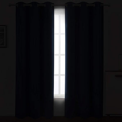 LEMOMO Blackout Curtains 42 x 84 inch/Navy Curtains Set of 2 Panels/Thermal Insulated Room Darkening Bedroom Curtains
