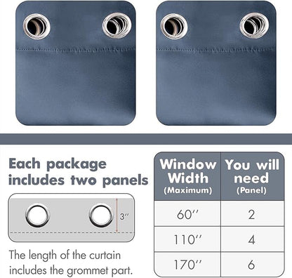MIULEE Blackout Room Darkening Curtains Thermal Insulated Drapes Solid Window Treatment Set Grommet Top Light Blocking Curtain for Living Room/Bedroom 2 Panels 42 x 63 inch Stone Blue