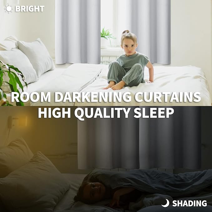 BGment Room Darkening Curtains 84 Inches Long - Grommet Thermal Insulated Drapes Window Treatment Curtains for Bedroom, 2 Panels, 38 x 84 Inch, Greyish White