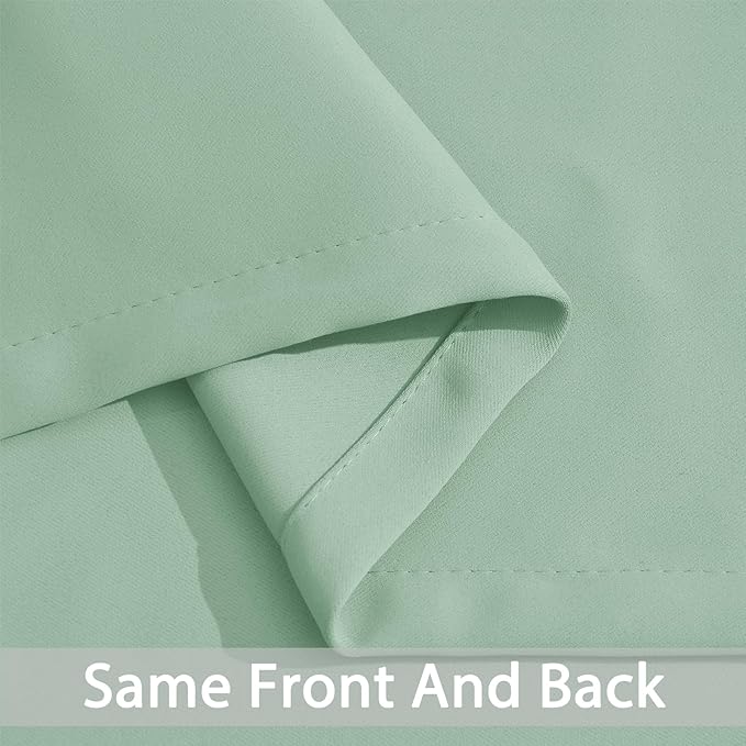 Yakamok Light Sage Green Blackout Curtains 63 Inches Length with Grommet Green Room Darkening Thermal Insulated Curtain Set of 2 Drapes for Bedroom Living Room, 52W x 63L, Light Sage,2 Panels