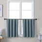 Simplebrand Ava Stone Blue Short 24 Inches Blackout Curtain 2 Panels Set, Half Window Rod Pocket Privacy Curtain Tiers for Kitchen, Curtains Blackout for Bathroom Shades, W30 x L24 Inch, Stone Blue