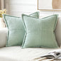 MIULEE Decorative Throw Pillow Covers for Couch Bed Livingroom 18x18 Inch Set of 2 Mint Green Boho Accent Throw Pllows Broadside Striped Patchwork Soft Corduroy Summer Pillowcases