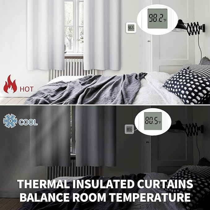 BGment Room Darkening Curtains 84 Inches Long - Grommet Thermal Insulated Drapes Window Treatment Curtains for Bedroom, 2 Panels, 70 x 84 Inch, Greyish White