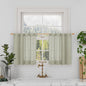 LAMIT Sage Grey Linen Curtains 24 Inch Length for Cafe, Semi Sheer Light Filtering Panels Back Tab and Rod Pocket Small Window Drapes for Basement, 2 Panels, 34 x 24 Inch