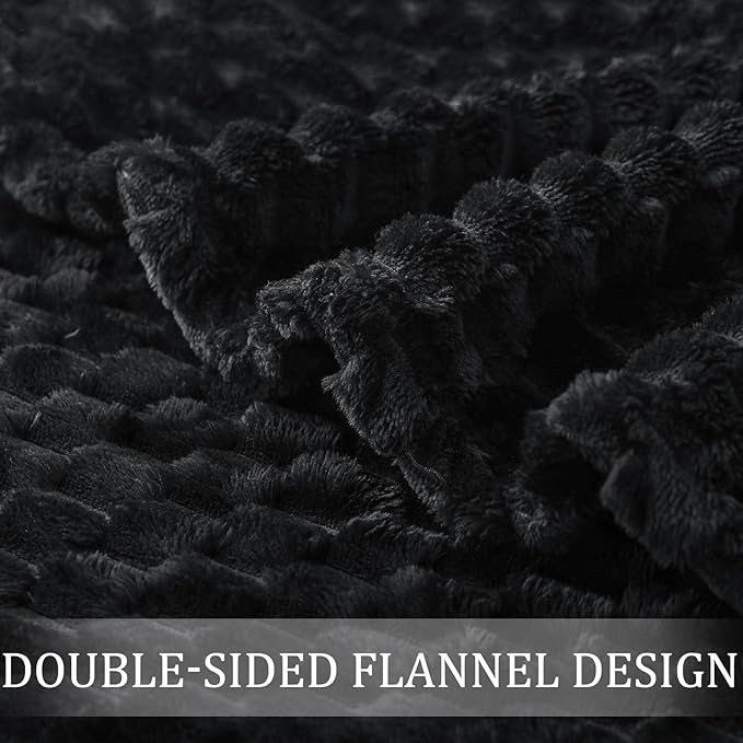 Exclusivo Mezcla Fleece Queen Blanket for Bed, Extra Large Fuzzy Black Bed Blankets, Soft Cozy Plush Sofa Throws for All Seasons, 90x90 Inches