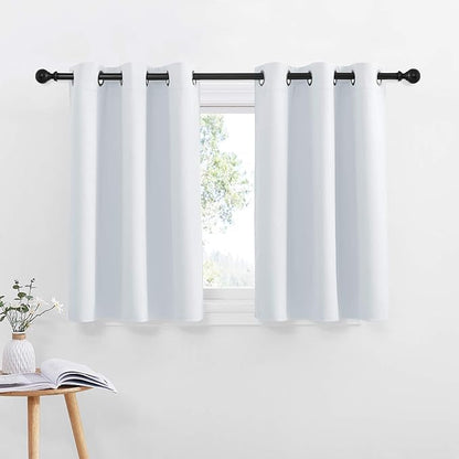 NICETOWN Greyish White Kitchen Curtain Panels - Room Darkening Energy Efficient Kitchen Curtain Panels Grommet-Top for Short Window Thanksgiving Gift (2-Pack, W42 x L36 inches 1.2 inches Header)