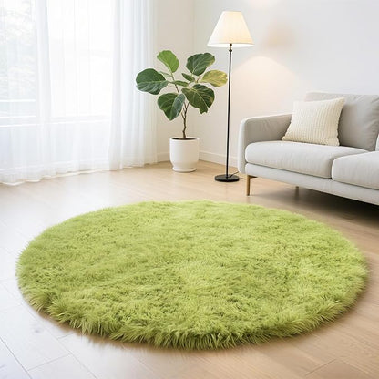 yulidayang Fluffy Round Area Rugs for Bedroom,3'X3'Shag Circle Area Rugs for Living Room,Non Slip Fuzzy Plush Rug for Kids Room Boys Girls Room and Dorm Home Classroom Rug