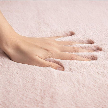Ashler HOME DECO Ultra Soft Faux Rabbit Fur Chair Couch Cover Area Rug for Bedroom Floor Sofa Living Room Pink 2 x 3 Feet