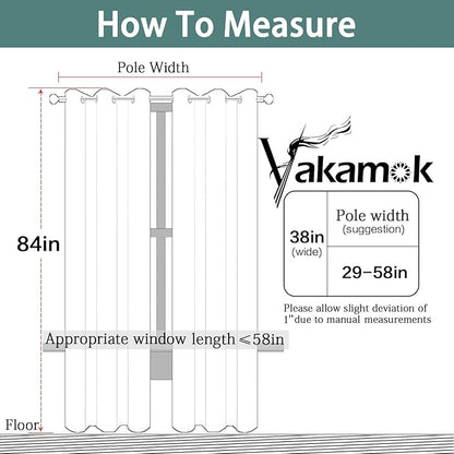 Yakamok Blackout Curtains for Bedroom - Grommet Thermal Insulated Room Darkening Curtains for Living Room, Set of 2 Panels (38 x 84Inch, Grey)