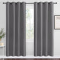 NICETOWN Blackout Curtains Panels for Bedroom, 2 Panels, 52 x 70 Inch, Gray, 3 Pass Microfiber Noise Reducing Thermal Insulated Solid Ring Top Blackout Window Drapes