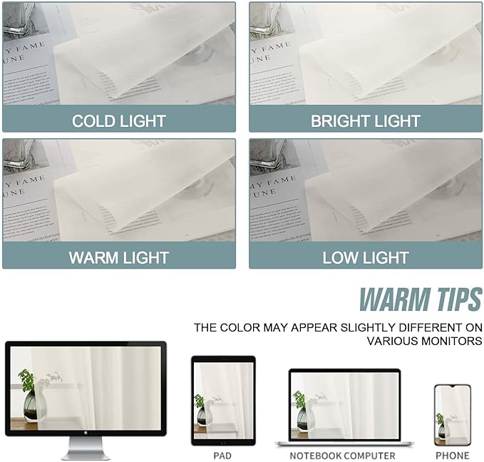 Ivory Sheer Curtains 216 Inches Long, Extra Long Light Filtering Scarf Curtains for Wedding Party Ceremony Canopy Decor, Window Voile Sheer Drapes, Dual Rod Pocket, 2x42Wx216L Inches