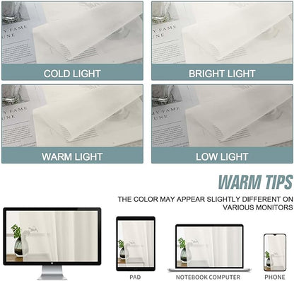 Ivory Sheer Curtains 216 Inches Long, Extra Long Light Filtering Scarf Curtains for Wedding Party Ceremony Canopy Decor, Window Voile Sheer Drapes, Dual Rod Pocket, 2x42Wx216L Inches