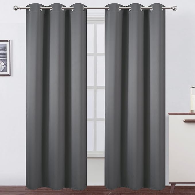 LEMOMO Grey Thermal Blackout Curtains/42 x 84 Inch/Set of 2 Panels Room Darkening Curtains for Bedroom