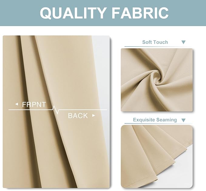 ChrisDowa Blackout Curtains 70 inches Wide for Bedroom - 2 Panels Set Extra Wide Grommet Thermal Insulated Room Darkening Curtains for Living Room (Biscotti Beige, 70 x 84 Inch)