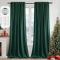 MIULEE Christmas Hunter Green Back Tab Blackout Curtains 102 Inch Long 2 Panels Set for Living Room Bedroom, Rod Pocket/Pinch Pleated Thermal Insulated Room Darkening Floor to Ceiling Window Drapes