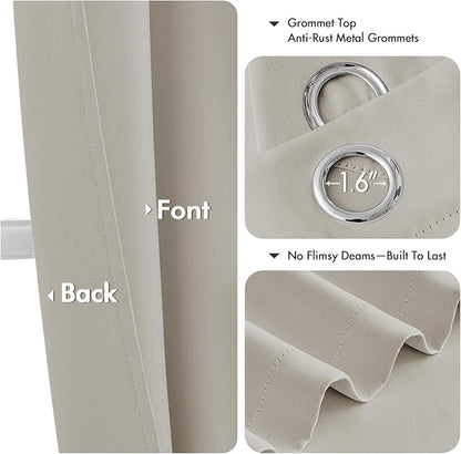 MIULEE Natural Blackout Curtains - Bedroom Window Treatment Curtains Thermal Insulated Room Darkening Drapes for Living Room Kitchen Grommet Light Blocking Drapery, 40 x 45 Inches Long, 2 Panels