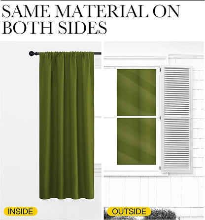 NICETOWN RV Blackout Curtains for Camper Windows, Olive, 29" Wide by 40" Long, 2 PCs, Short Blackout Curtains & Drapes, Thermal Insulated Blackout Curtain Panels for Kids Room, Play Room