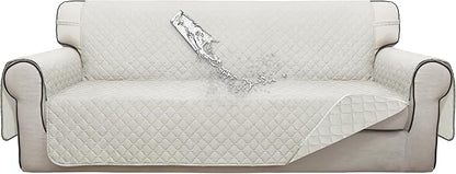 ISSUNTEX Double Protection 100% Waterproof Sofa Covers for Living Room, Couch Covers for 3 Cushion Couch Sofa, Reversible Furniture Protector Sofa Cover for Dogs, Pets, Kids (Sofa, Ivory/Ivory)