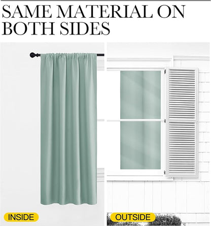 NICETOWN Curtains for Living Room 2 Panels, Rod Pocket Thermal Drapes for Bedroom, Room Darkning Fresh Shading Blinds Modern Home Decoration for Girls, W42 x L63 in per Panel, Seafoam Green
