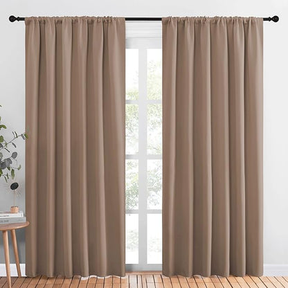 NICETOWN Kids Blackout Curtain Panels - Window Treatment Thermal Insulated Solid Rod Pocket Blackout Drapes for Bedroom (Cappuccino, Set of 2, 70 by 84 Inch)