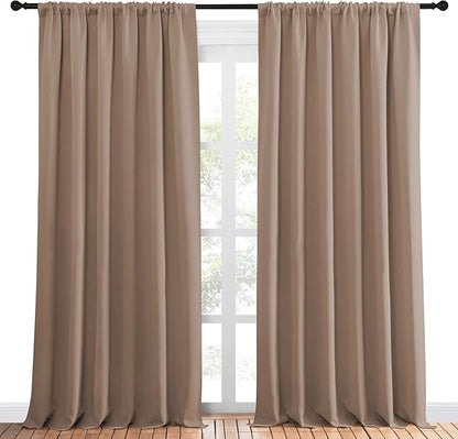 NICETOWN Room Darkening Curtains for Bedroom - Home Decoration Privacy Protection Thermal Insulated Solid Drapes/Draperies for Sliding Glass Door (Cappuccino, Set of 2, 70 x 95 inches)