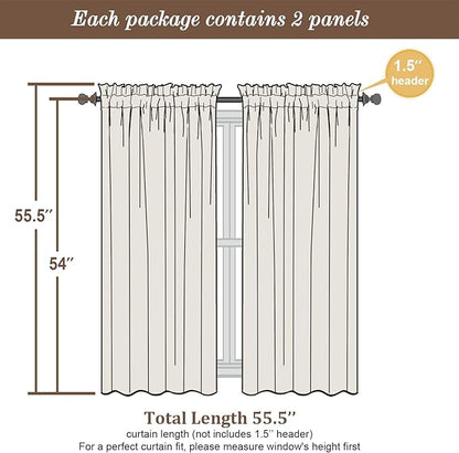 Chyhomenyc Ivory Sheer Curtains 54 Inch Length 2 Panels for Kitchen, Light Filtering Voile Rod Pocket Curtains Drapes for Living Room Bedroom Small Windows, 42Wx54L inches