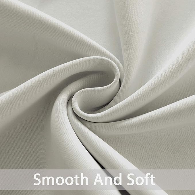 Yakamok Blackout Curtains Room Darkening Thermal Insulated Window Panels,Solid Grommet Top Drapes for Bedroom/Living Room(52Wx90L, Light Beige, 2 Panels)