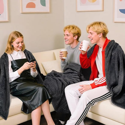 4 Pack Fleece Throw Blankets 50x60 Inches - Oeko-Tex Certified 100, 270 GSM Ultra Soft Plush for Bed, Couch and Cozy Gifts. 3D Waffle Texture, No Shedding No Pilling All Season (Black)