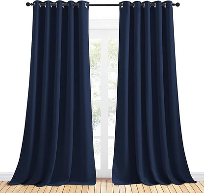 NICETOWN Blackout Draperies Curtains, All Season Thermal Insulated Solid Grommet Top Blackout Curtains/Drapes for Kid's Room (Navy, 1 Pair, 70 x 95 inches)