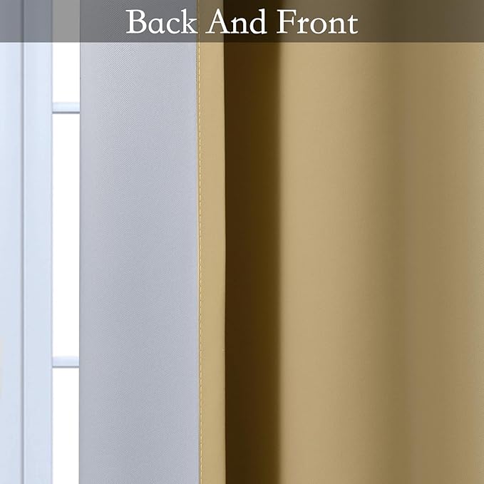 SimpleHome Ombre Room Darkening Curtains for Bedroom, Gradient Beige to Grey White Light Blocking Thermal Insulated Grommet Window Curtain/Drapes for Living Room,2 Panels, 52x84 inches Length