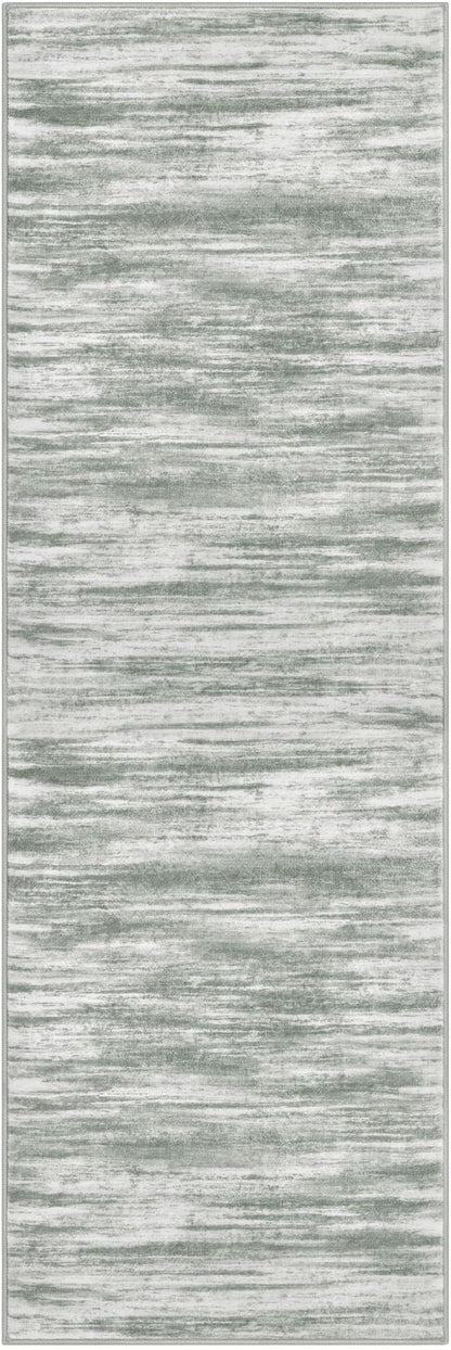 KOZYFLY Modern Abstract Runner Rugs 2x6 Grey Green Machine Washable Area Rug for Bedroom Non-Slip Living Room Rug, Faux Wool Soft Low Pile Office Carpet for Dining Room, Bedroom, Kitchen Bathroom