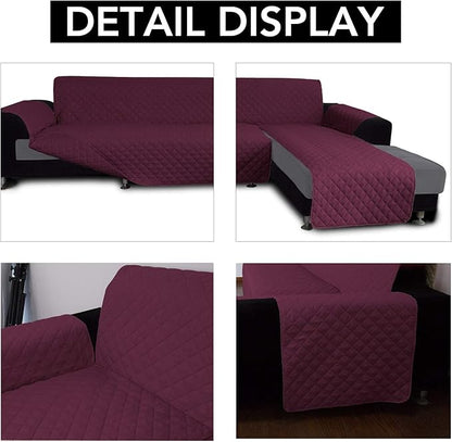 Easy-Going Sofa Slipcover L Shape Sofa Cover Sectional Couch Cover Chaise Lounge Slip Cover Reversible Sofa Cover Furniture Protector Cover for Pets Kids Children Dog Cat (X-Large,Wine/Wine)