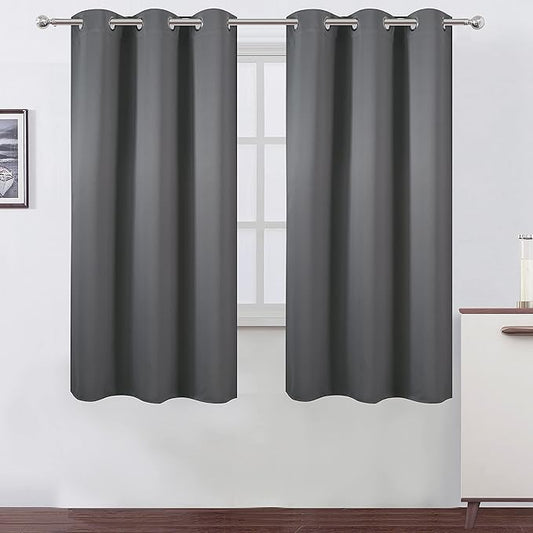 LEMOMO Grey Blackout Curtains 42 x 63 Inch Length/Set of 2 Curtain Panels/Thermal Insulated Room Darkening Blackout Curtains for Bedroom