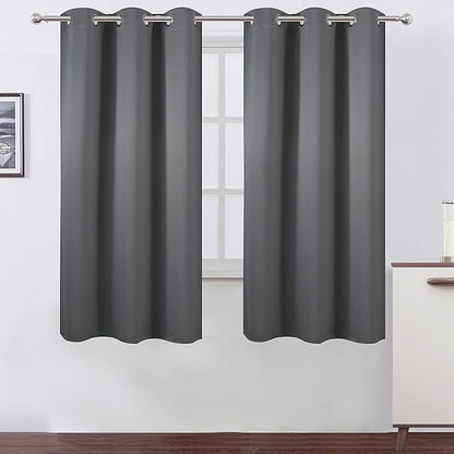 LEMOMO Frost Grey Blackout Curtains 40 x 63 Inch Length/Set of 2 Curtain Panels/Thermal Insulated Room Darkening Blackout Curtains for Bedroom