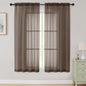 Sheer Chocolate Curtains for Bedroom Living Room 63 Inch Length 2 Panels, Airy Soft Light Filtering Sheer Dining Room Curtains, Modern Rod Pocket Drapes, Chocolate, Each 42" Wx63 L Inches