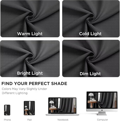 Joydeco Blackout Curtains 95 Inch Length 2 Panels Set, Thermal Insulated Grey Curtains & Drapes 2 Burg, Room Darkening Grommet Drapes for Living Room Bedroom Window (Dark Grey, W52 x L95 Inch)