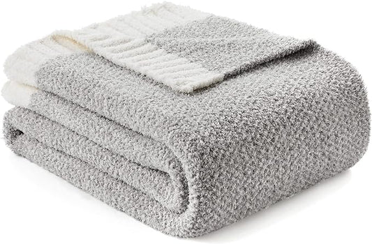 Snuggle Sac Oversized Bedding Blanket Grey Color Twin XL, Super Soft Warm Blankets for Bed, Living Room, Luxurious Microfiber Blanket Dupes, Heather Grey, 66x90 inches