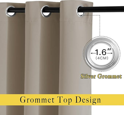 NICETOWN Room Darkening Curtain Panels - (52 inches Wide, Taupe, 2 Pieces) Nursery & Infant Care Drapes, Extra Long 108 inches Length Curtains for Patio Door/Dining Room