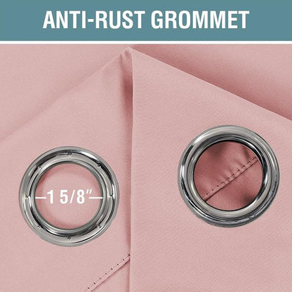 H.VERSAILTEX Pink Blackout Curtain for Living Room Thermal Insulated Window Treatment Curtain Extra Long 120 inch Length Energy Saving Solid Grommet Blackout Drape, 1 Panel, Baby Pink, 52" W x 120" L