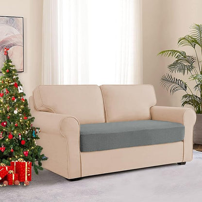 Couch Seat Cushion Covers, Stretch Sofa Cushion Protector Couch Cover for Camper Loveseat Cushion with Elastic Bottom (Medium, Dove Grey)