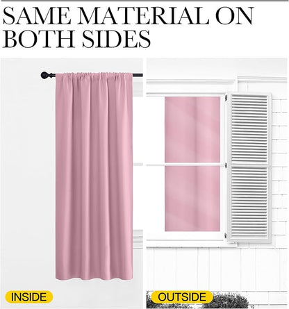 NICETOWN Blackout Curtains Window Draperies, Rouge Pink, Set of 2, 70 by 95 inches Long, Window Treatment Thermal Insulated Solid Room Darkening Drapes for Bedroom