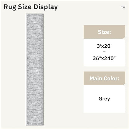 Soalmost 3x20 Hallway Runner Rug - Extra Long Carpet Runners for Hallways 20ft Non Slip Stain Resistant Rugs Runner for Living Room Bedroom 20 Feet Floor Carpet for Kitchen, Grey