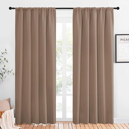 NICETOWN Room Darkening Curtains for Bedroom - Home Decoration Privacy Protection Thermal Insulated Solid Drapes/Draperies for Sliding Glass Door (Cappuccino, Set of 2, 52 x 84 inches)