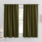 PONY DANCE Blackout Kitchen Curtains - Window Drapes Rod Pocket & Back Tab Energy Efficient Curtain Panels Xmas Home Decor for Kids' Room, 42-inch Wide by 45 Long, Olive Green, 2 PCs
