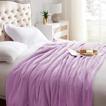KMUSET Fleece Blanket Twin Size Lilac Lightweight Super Soft Cozy Luxury Bed Blanket Microfiber