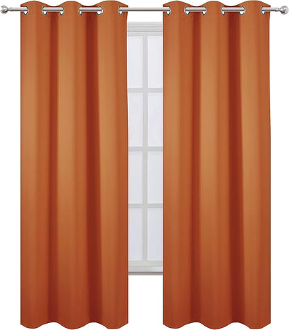 LEMOMO Blackout Curtains 42 x 84 inch/Orange Curtains Set of 2 Panels/Thermal Insulated Room Darkening Bedroom Curtains