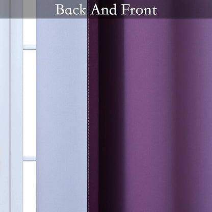 SimpleHome Ombre Room Darkening Curtains for Bedroom, Gradient Purple to Grey White Light Blocking Thermal Insulated Grommet Window Curtain/Drapes for Living Room,2 Panels, 42x63 inches Length