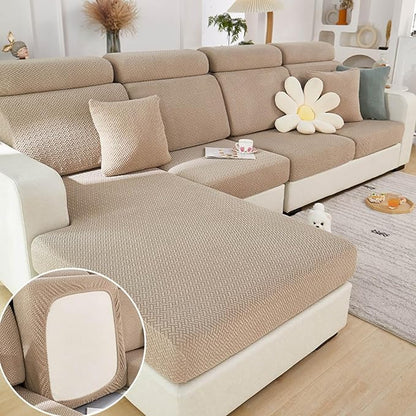 Sofa Covers Couch Covers for Sofa Pet Friendly Couch Cushion Covers Universal Sofa Covers Washable Stretch Slipcovers for Sectional Sofa (Texture Light Coffee, 2 Seats + Chaise Cover)