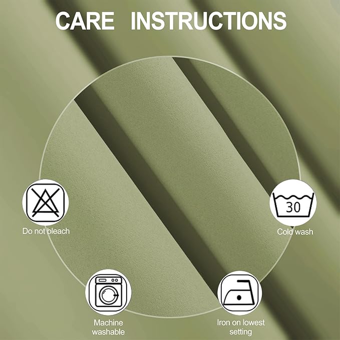 LEMOMO Sage Green Blackout Curtains/38 x 54 Inch/Set of Two Panels Grommet Living Room Curtains